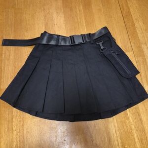 Current Mood Black‎ Skater Skirt with Belt and Pocket